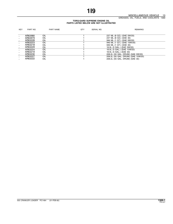 John Deere 555 Crawlers Parts Catalog Manual – PC1464 Workshop Guide