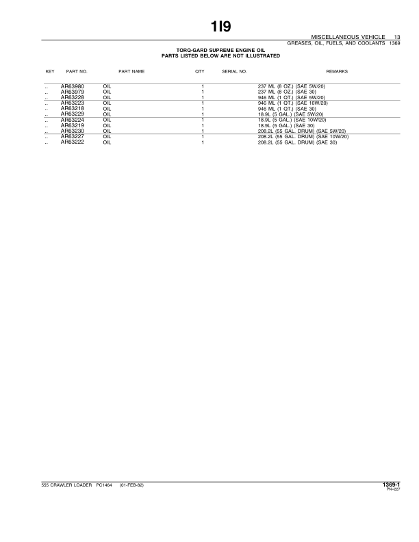 John Deere 555 Crawlers Parts Catalog Manual – PC1464 Workshop Guide