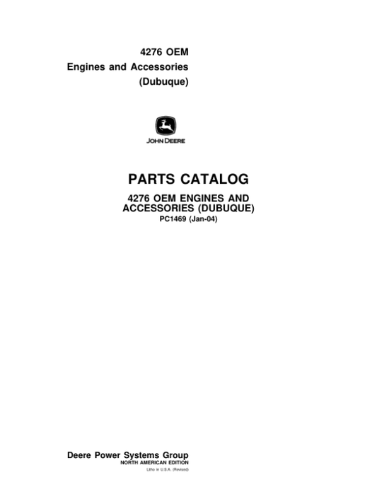 John Deere 4276 OEM Engines and Accessories Engines Parts Catalog Manual – PC1469 Workshop Guide