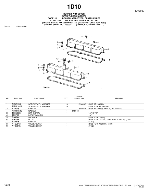 John Deere 4276 OEM Engines and Accessories Engines Parts Catalog Manual – PC1469 Workshop Guide