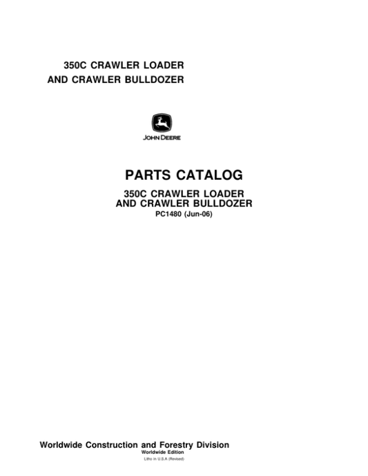 John Deere 350C Crawlers Parts Catalog Manual – PC1480 Workshop Guide