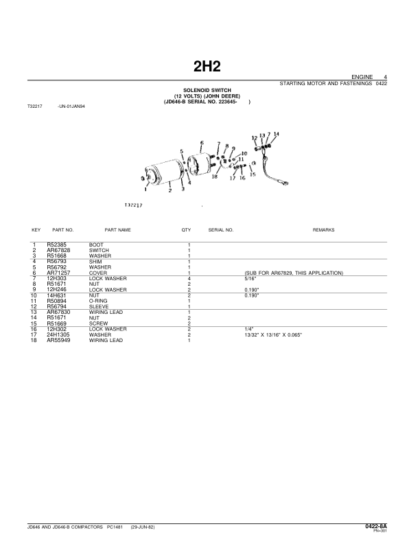 John Deere 646, 646B Compactors Parts Catalog Manual – PC1481 Workshop Guide