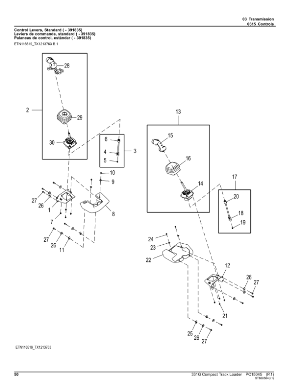 John Deere 331G Skid Steers (SN 1T0331G_ F300253-387880) Parts Catalog Manual – PC15045 Workshop Guide