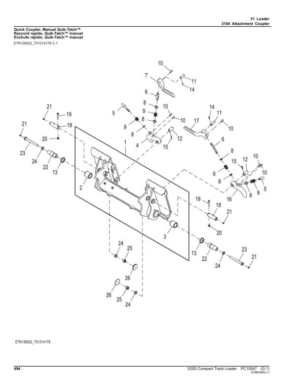 John Deere 333G Skid Steers (SN 1T0333G_F300253-) Parts Catalog Manual – PC15047 Workshop Guide