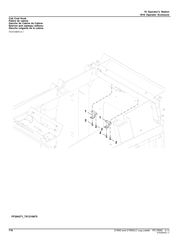 John Deere 2156G, 2156GLC Log Loaders (SN C216001- & D216001-) Parts Catalog Manual – PC15062 Workshop Guide