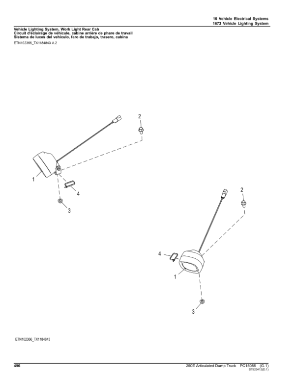John Deere 260E Articulated Dump Trucks (SN D677827-708124) Parts Catalog Manual – PC15085 Workshop Guide