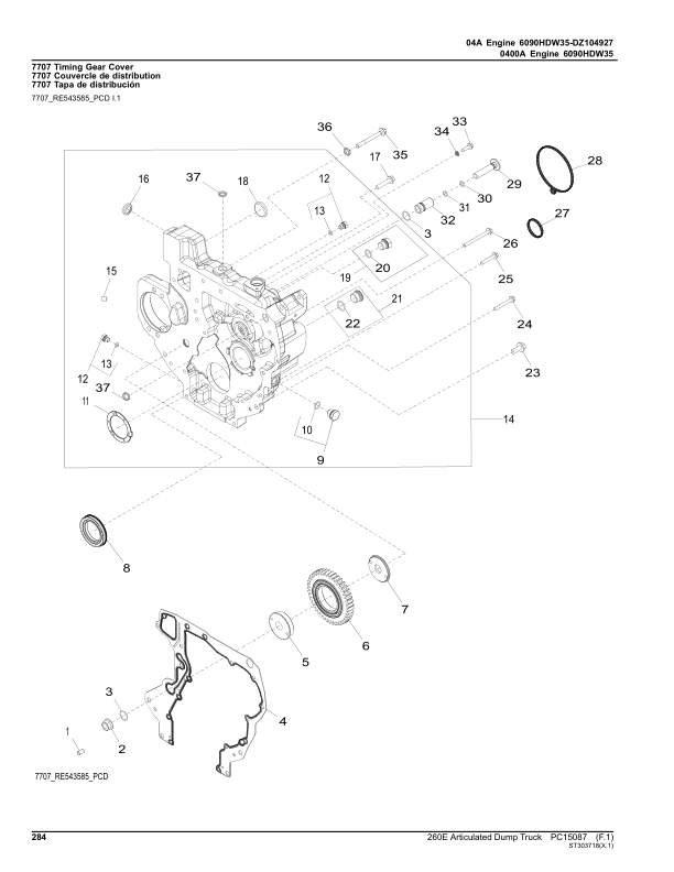 John Deere 260E Articulated Dump Trucks (SN F677827-708124) Parts Catalog Manual – PC15087 Workshop Guide