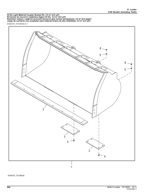 John Deere 544K Loaders (SN 1DW544KX_ _D677549-) Parts Catalog Manual – PC15091 Workshop Guide
