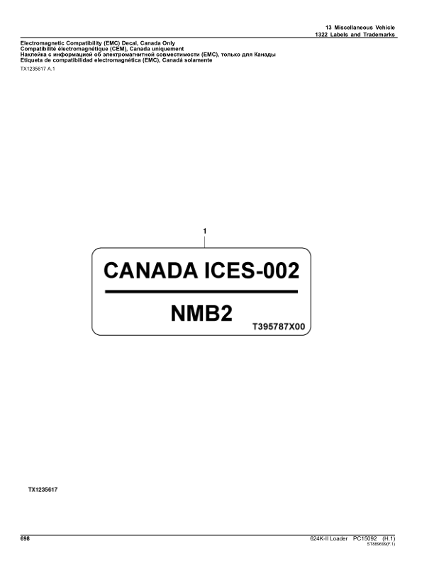 John Deere 624K Loaders (SN C677549- & D677549-) Parts Catalog Manual – PC15092 Workshop Guide