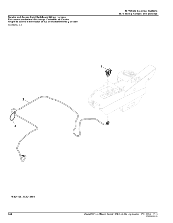 John Deere ZAXIS210F-LL-6N Log Loaders (SN 1FFDC572__F216001-) Parts Catalog Manual – PC15094 Workshop Guide