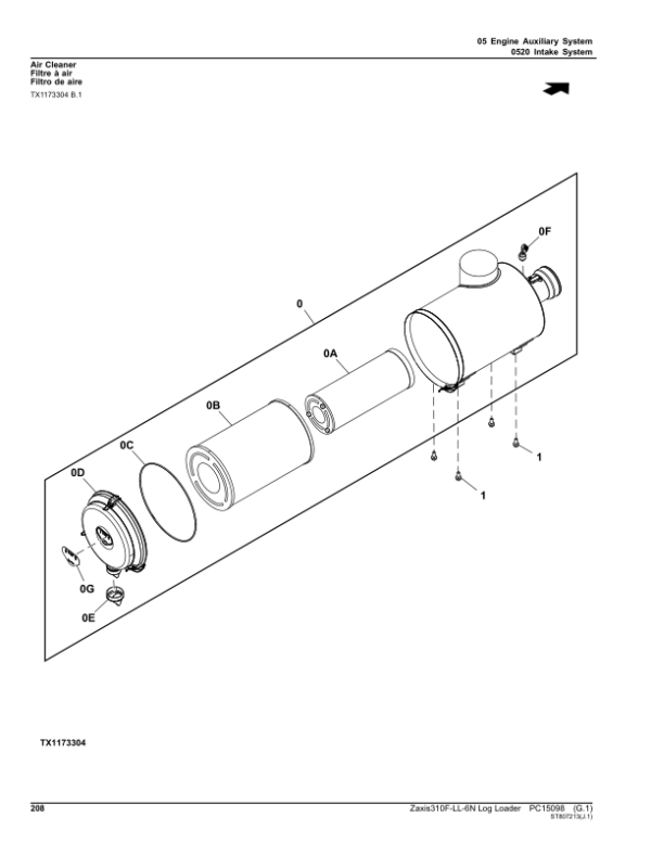 John Deere ZAXIS310F-LL-6N Log Loaders (SN 1FFDDP71__F316001-) Parts Catalog Manual – PC15098 Workshop Guide