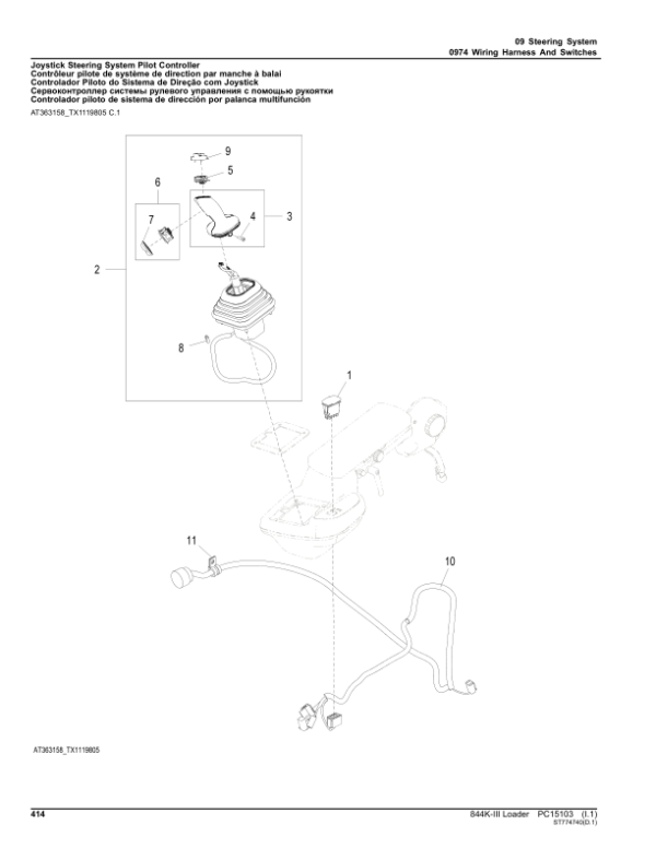 John Deere 844K Series III Loaders (SN 1DW844KC_ _D677782-) Parts Catalog Manual – PC15103 Workshop Guide
