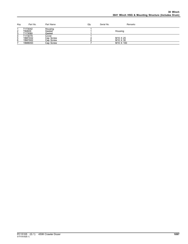 John Deere 450K Crawler Dozers (SN 1T0450KX_ _F304771-) Parts Catalog Manual – PC15105 Workshop Guide