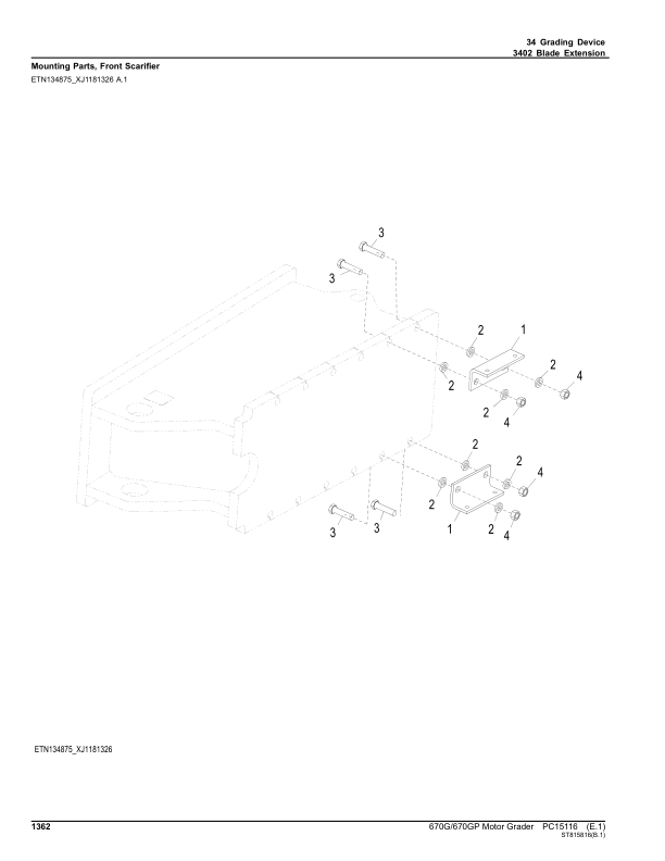 John Deere 670G, 670GP Graders (SN C678818- & D678818-) Parts Catalog Manual – PC15116 Workshop Guide