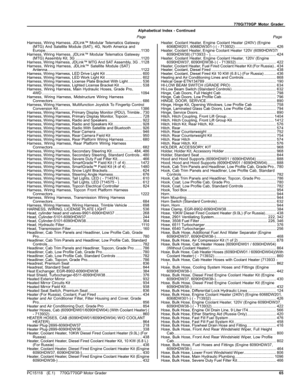 John Deere 770G, 770GP Motor Graders (SN C678818 – & D678818 -) Parts Catalog Manual – PC15118 Workshop Guide