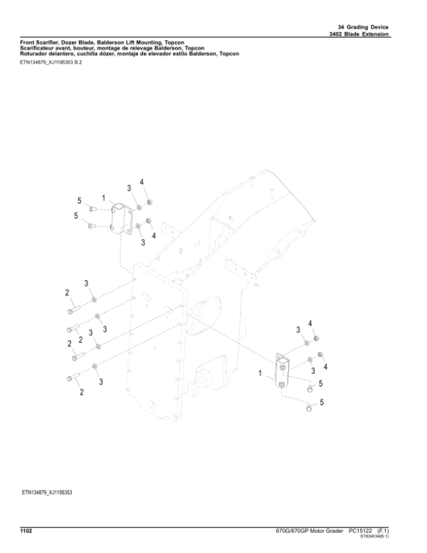 John Deere 670G, 670GP Motor Graders (SN 1DW670GX_ _F678818-) Parts Catalog Manual – PC15122 Workshop Guide
