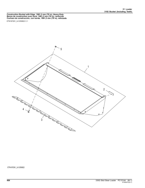 John Deere 330G Skid Steers (SN 1T0330G_E314413-387237) Parts Catalog Manual – PC15144 Workshop Guide