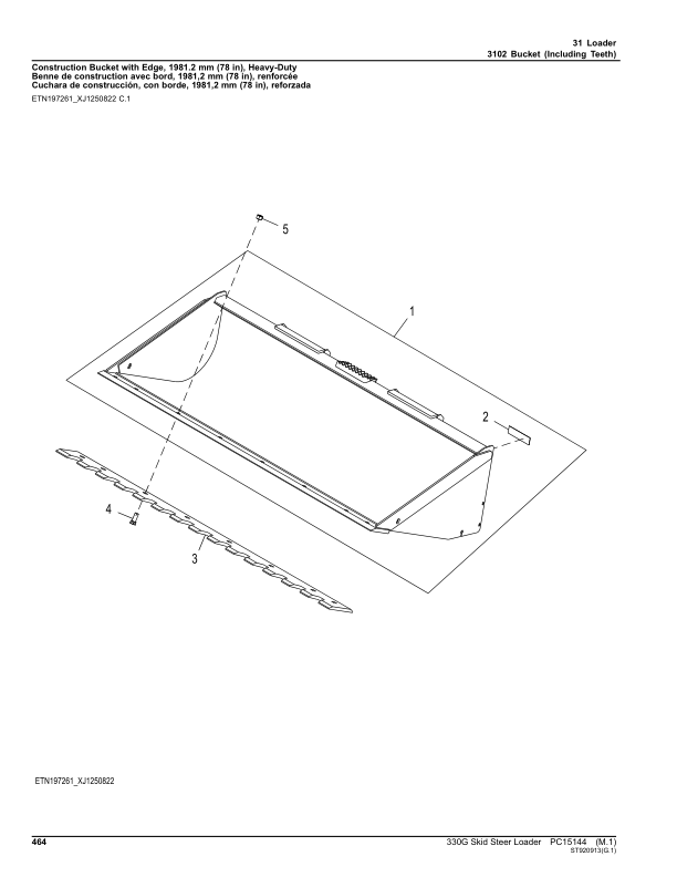 John Deere 330G Skid Steers (SN 1T0330G_E314413-387237) Parts Catalog Manual – PC15144 Workshop Guide