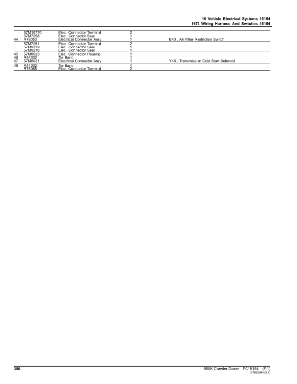 John Deere 950K Crawler Dozers (SN 1T0950K_ C310401-) Parts Catalog Manual – PC15154 Workshop Guide