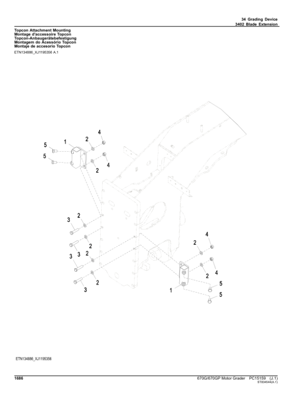 John Deere 670G, 670GP Motor Graders (SN F680878 – & L700954 -) Parts Catalog Manual – PC15159 Workshop Guide