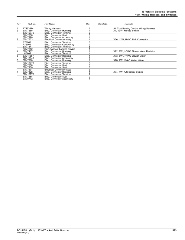 John Deere 953M Tracked Feller Bunchers (SN C317982- & D317982-) Parts Catalog Manual – PC15174 Workshop Guide