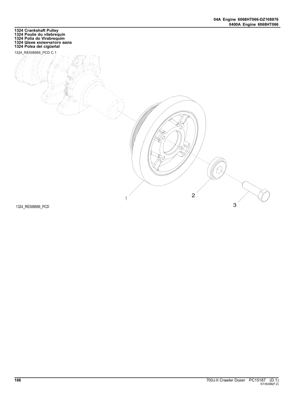 John Deere 700J-II Crawler Dozers (SN 1BZ700JA__D000001-) Parts Catalog Manual – PC15187 Workshop Guide