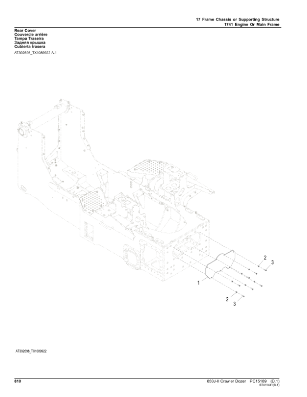 John Deere 850J-II Crawler Dozers (SN CXXXXXX- & DXXXXXX- ) Parts Catalog Manual – PC15189 Workshop Guide