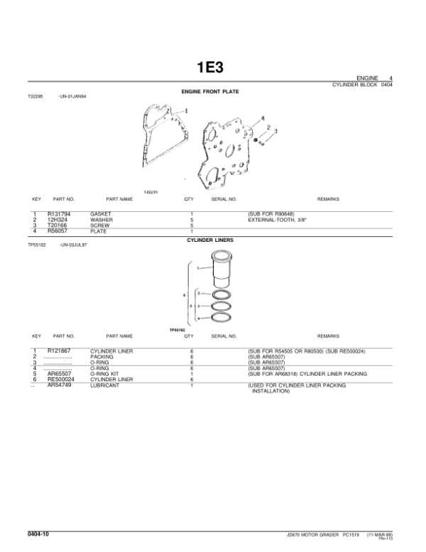 John Deere 670 Motor Graders Parts Catalog Manual – PC1519 Workshop Guide