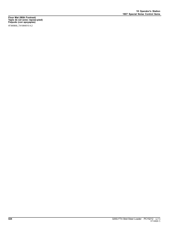 John Deere 320G Skid Steers (SN 1T0320G_ J328658-) Parts Catalog Manual – PC15212 Workshop Guide