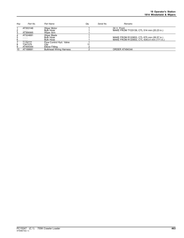 John Deere 755K Crawler Loaders (SN PIN: 1T0755KX_ _F339326-) Parts Catalog Manual – PC15247 Workshop Guide