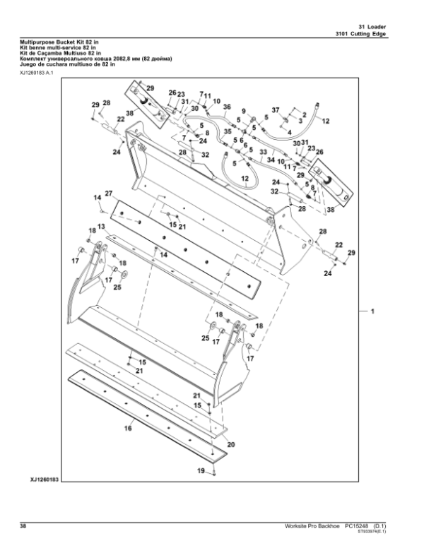 John Deere 210L, 210L EP, 310L, 310L EP, 310SL, 310SL HL, 315SL, 325SL, 410L, 710L Backhoes Attachment Parts Catalog Manual Workshop Guide