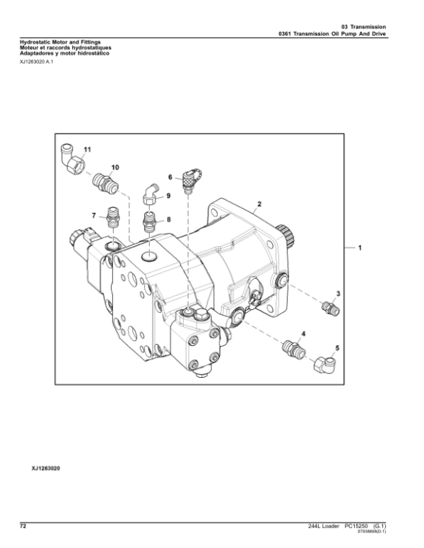 John Deere 244L Loaders (SN 1LU244L_ B047716-) Parts Catalog Manual – PC15250 Workshop Guide