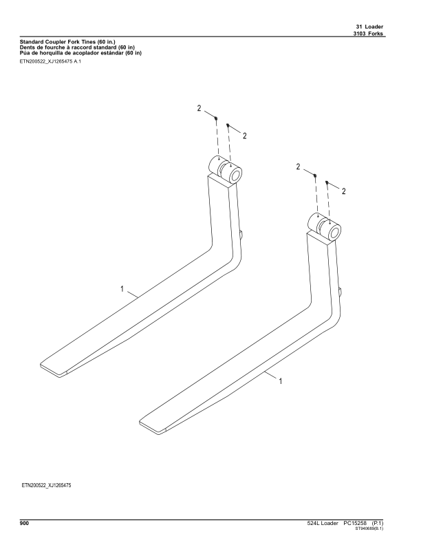 John Deere 524L Loaders (SN 1DW524L_ F693054) Parts Catalog Manual – PC15258 Workshop Guide
