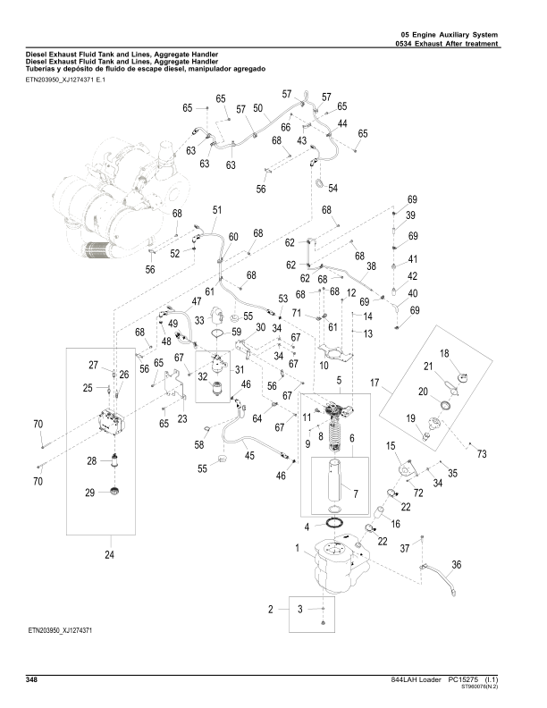 John Deere 844LAH Loaders (SN F697293- & L697293-) Parts Catalog Manual – PC15275 Workshop Guide