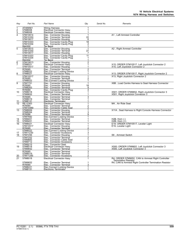 John Deere 959ML Tracked Feller Bunchers (SN F343824- & L343824-) Parts Catalog Manual – PC15281 Workshop Guide