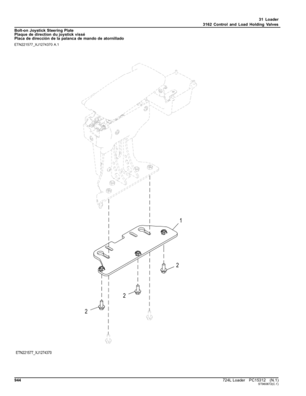 John Deere 724L Loaders (SN 1DW724L_ L705208-) Parts Catalog Manual – PC15312 Workshop Guide