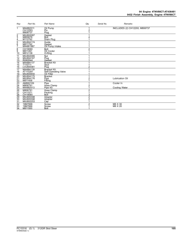 John Deere 312GR Skid Steers (SN 1T0312G_ J366358-) Parts Catalog Manual – PC15316 Workshop Guide