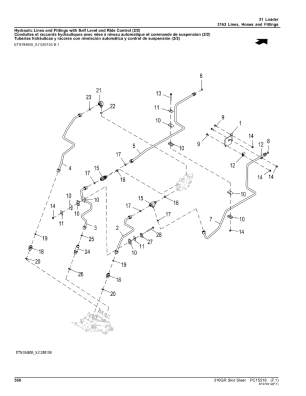 John Deere 316GR Skid Steers (SN 1T0316G_ J366358) Parts Catalog Manual – PC15318 Workshop Guide