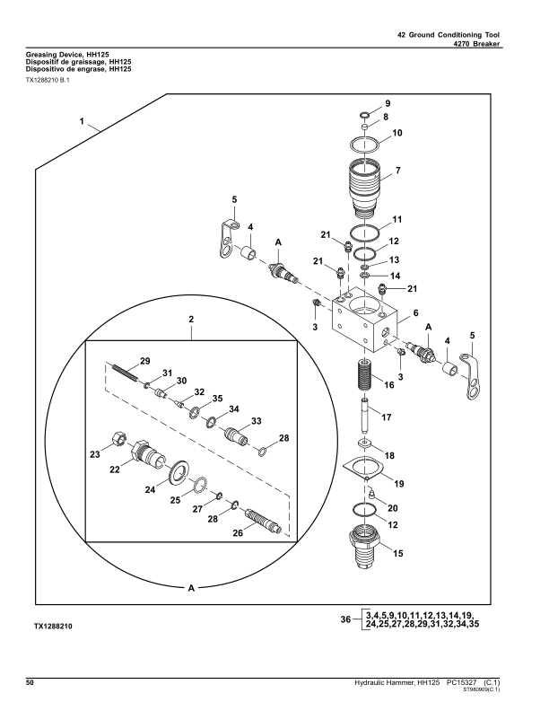 John Deere HH125 Hydraulic Hammer (SN 1T0HH12X__0000001-) Parts Catalog Manual – PC15327 Workshop Guide