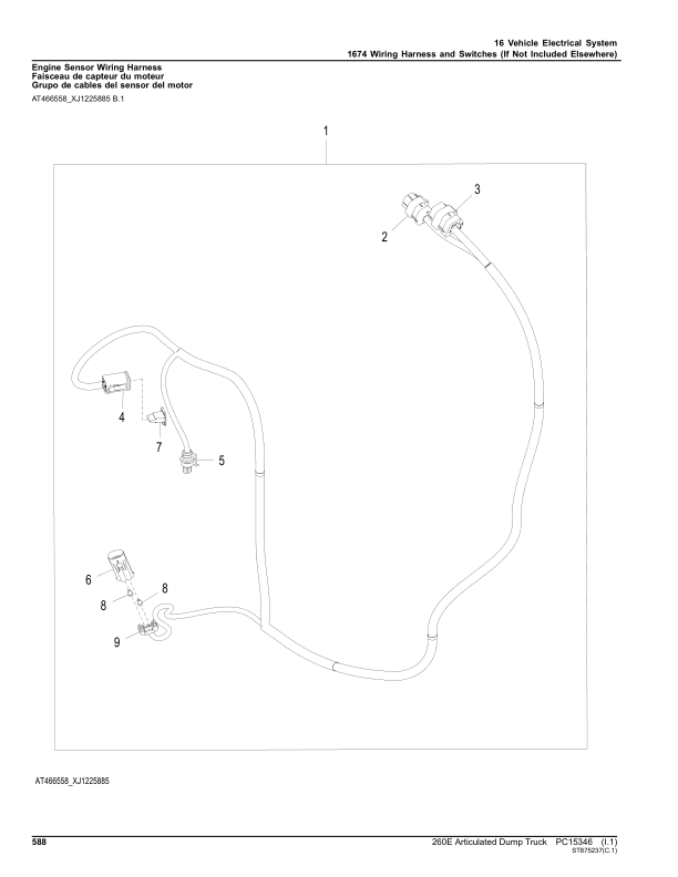 John Deere 260E Articulated Dump Trucks (SN 1DW260E_ _F708125-) Parts Catalog Manual – PC15346 Workshop Guide
