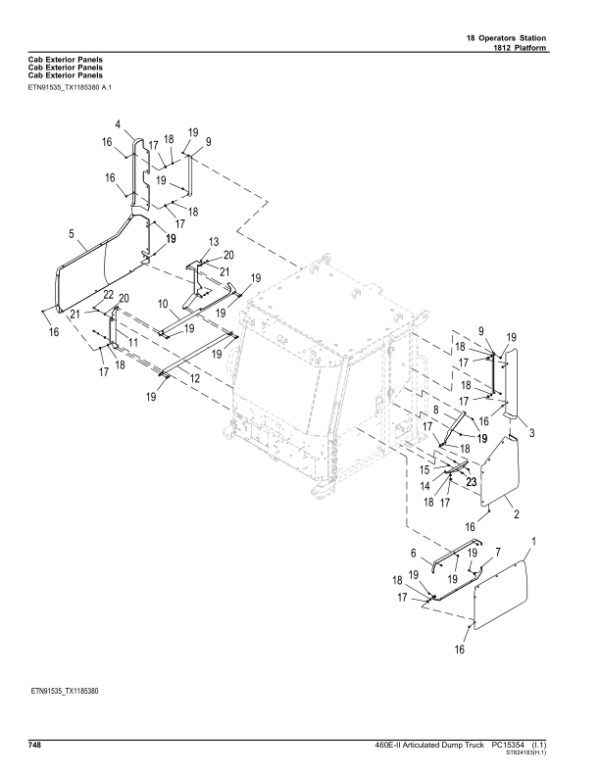 John Deere 460E-II Articulated Dump Trucks (SN 1DW460E_ F708125-) Parts Catalog Manual – PC15354 Workshop Guide