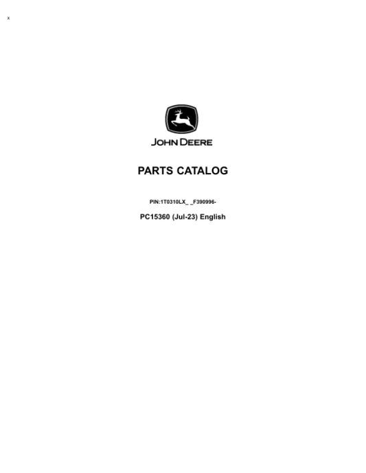 John Deere 310L Backhoe Loaders (SN 1T0310LX_ _F390996-) Parts Catalog Manual – PC15360 Workshop Guide