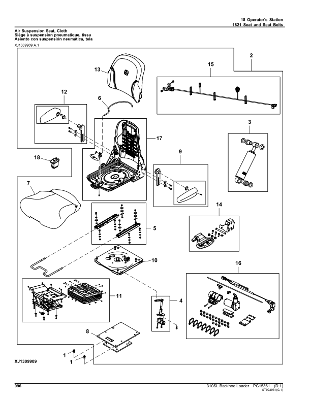 John Deere 310SL Backhoe Loaders (SN C390996- & D390996-) Parts Catalog Manual – PC15361 Workshop Guide