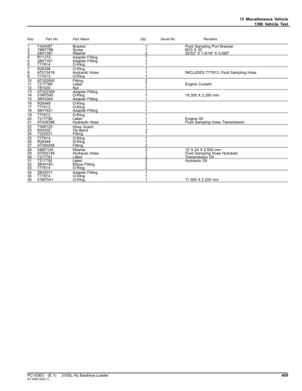 John Deere 310SL HL Backhoe Loaders (SN 1T0310HL_ _F390996-) Parts Catalog Manual – PC15363 Workshop Guide