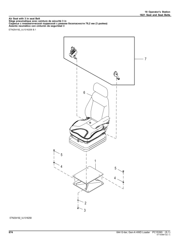John Deere 644 G-TIER Loaders (SN C_10283 – & D_10283- & L_10283-) Parts Catalog Manual – PC15393 Workshop Guide