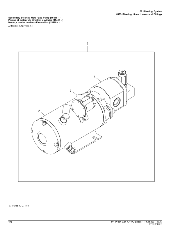 John Deere 444 P-TIER Loaders (SN 1DW444PA_ _L_10283-) Parts Catalog Manual – PC15397 Workshop Guide