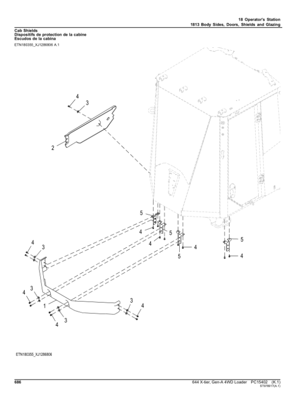 John Deere 644 X-TIER Loaders (SN 1DW644XA_ F_10283-) Parts Catalog Manual – PC15402 Workshop Guide