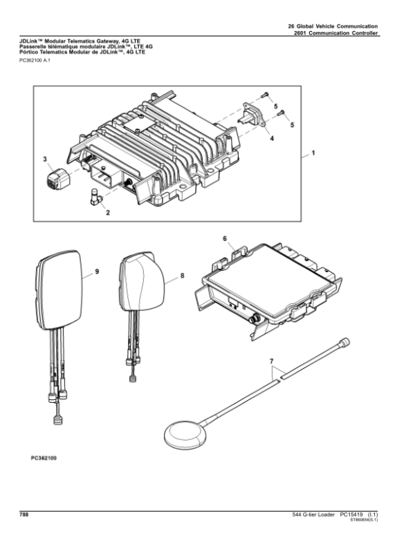 John Deere 544 G Loaders (SN DA00001- & LA00001-) Parts Catalog Manual – PC15419 Workshop Guide