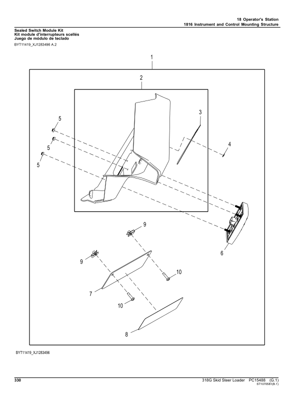 John Deere 318G Skid Steers (SN 1P0318G_J435000 – & 1P0318G _ G435000 -) Parts Catalog Manual – PC15488 Workshop Guide