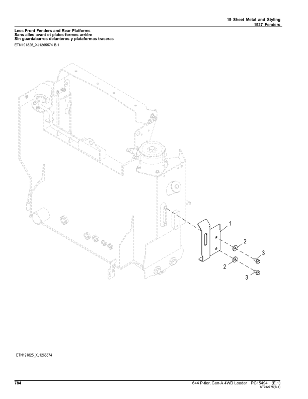John Deere 644 P-TIER Loaders (SN 1DW644PA_ _L_18490) Parts Catalog Manual – PC15494 Workshop Guide